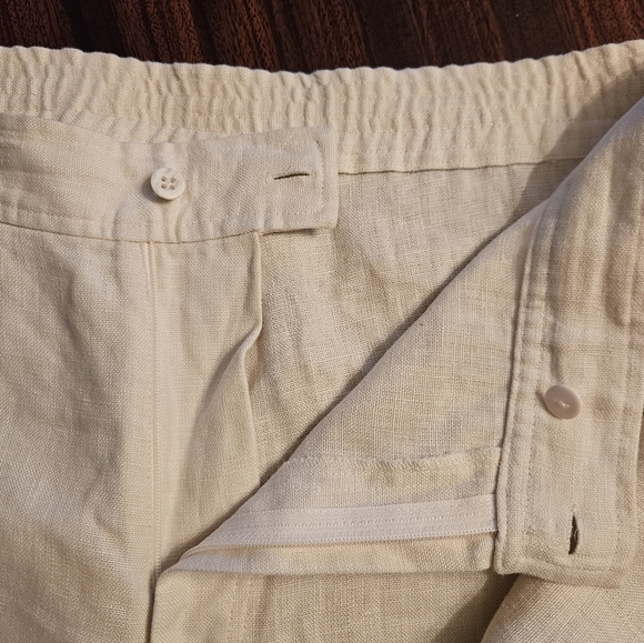 dbLife Womens Vintage Cream Linen Pants Wide Leg High Rise Flat Front Sz XL EUC - Picture 9 of 10